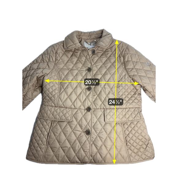 Michael Kors Khaki Diamond Quilted Field Jacket Coat Button Up Womens Large L - Picture 8 of 12